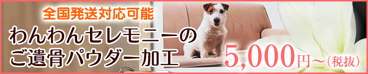 わんわんセレモニーのご遺骨パウダー加工 5,000円～ 全国発送対応可能